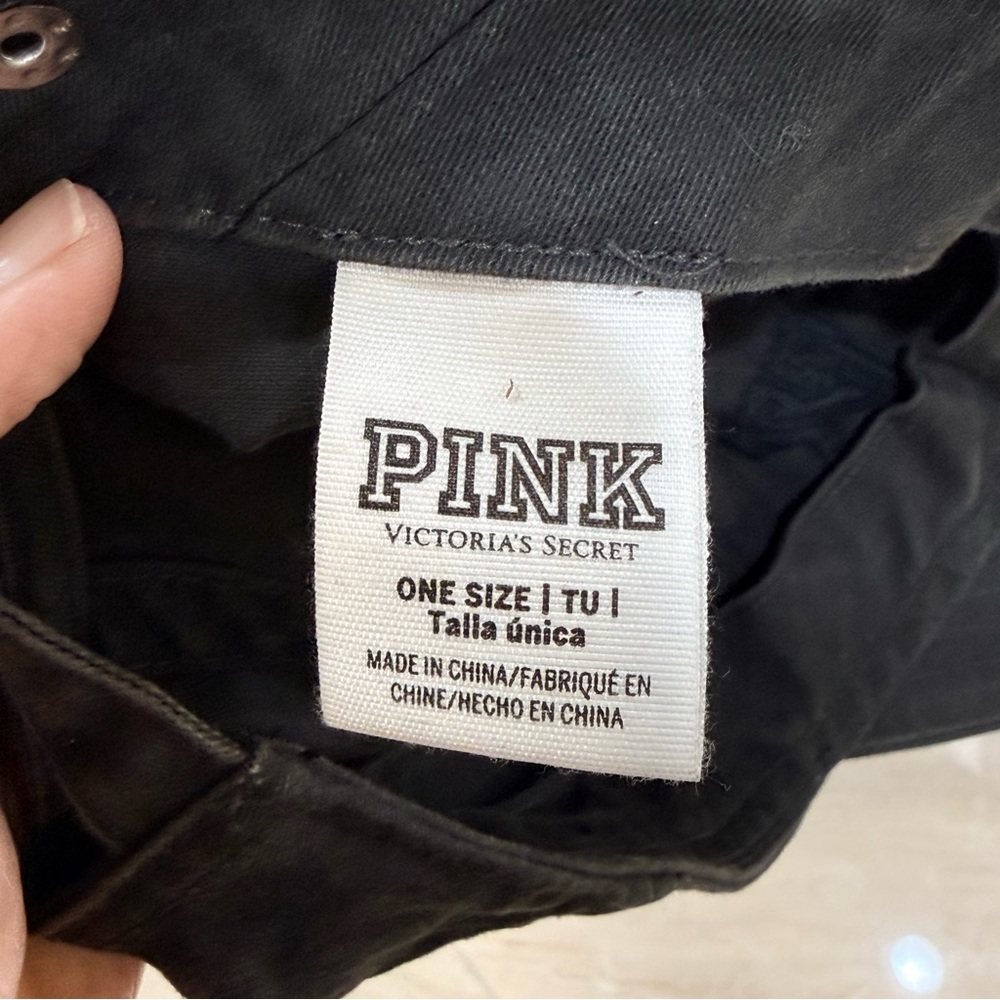 PINK Victoria’s Secret Black Charcoal Distressed Logo Baseball Cap One Size - Picture 7 of 7